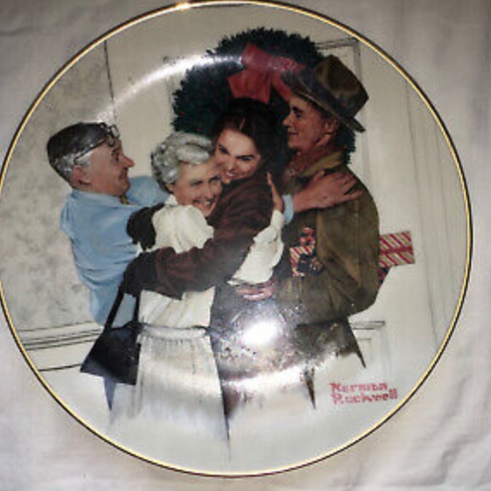 1985 Norman Rockwell Gorham China Chrisrmas Plate-“Home For The Holidays”
